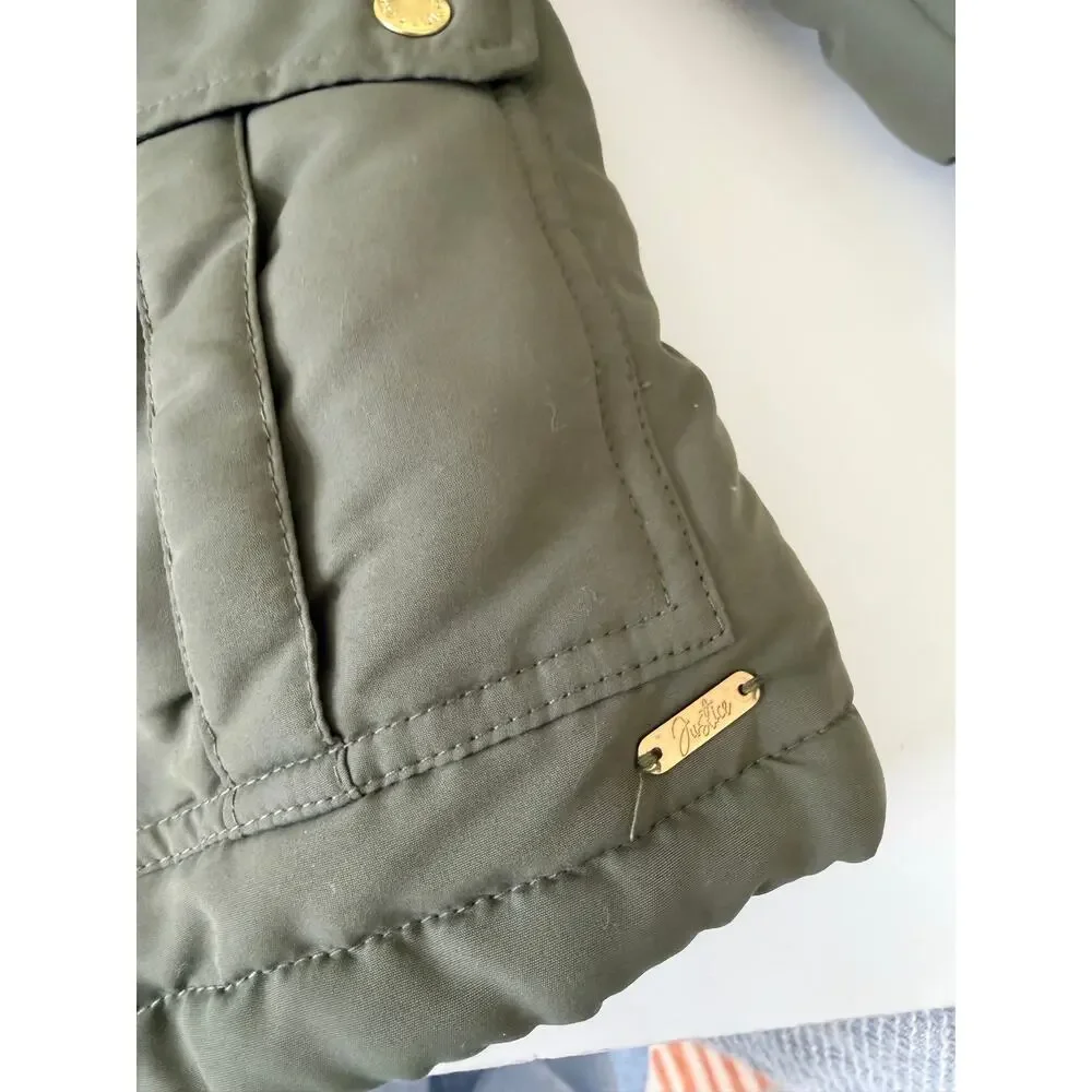 Justice Girls Olive Green Sherpa Lined Winter Parka